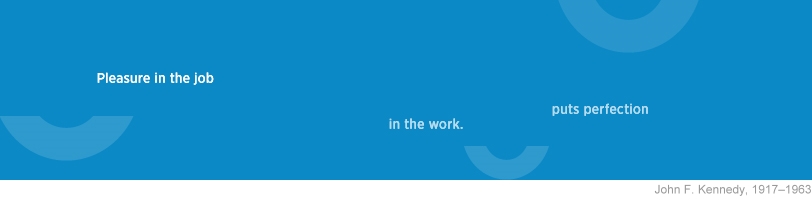 "graphic banner in blue with a proverb of John F Kennedy"